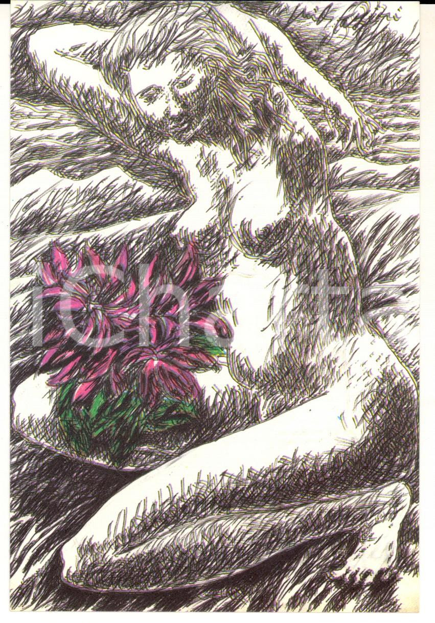 Cartolina originale da collezione 20/1983 Cartolina bozzetto Pericle FAZZINI Rododendro Edizione numerata nÂ°122 1