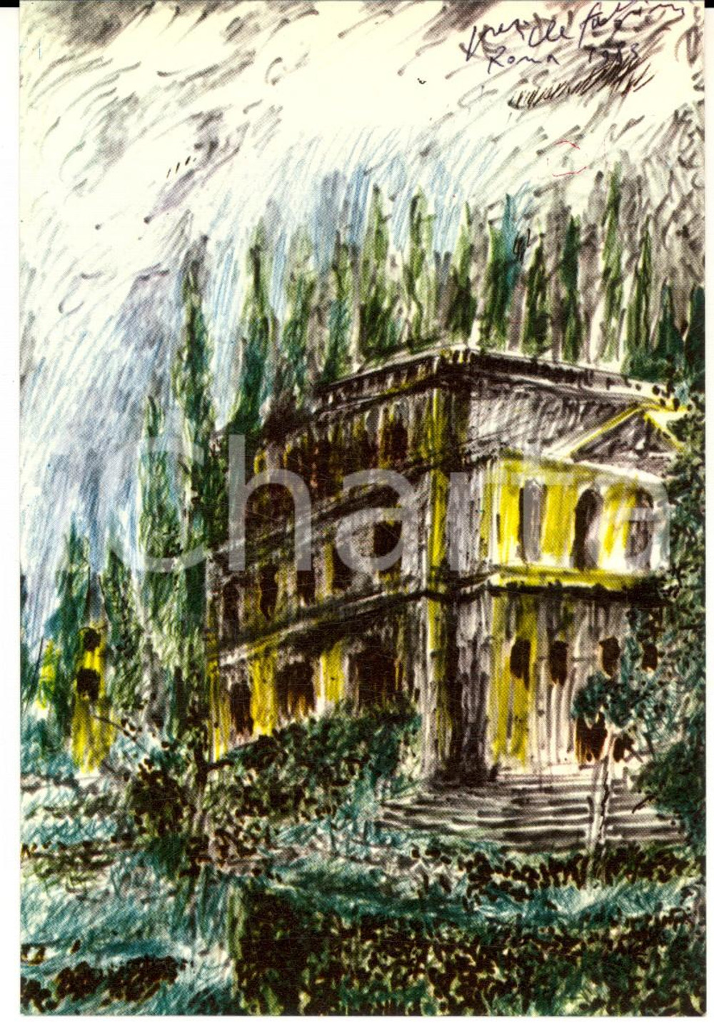 Cartolina originale da collezione 36/1983 Cartolina bozzetto Pericle FAZZINI Villa Fidelia Ed. numerata nÂ°0026 1