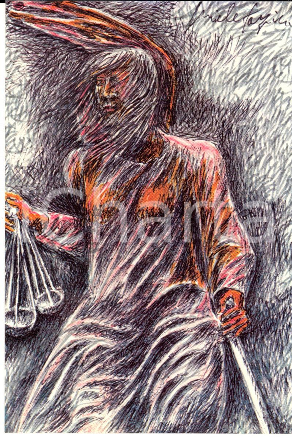 Cartolina originale da collezione 25/1983 Cartolina Pericle FAZZINI Informatica giuridica Edizione numerata 0026 1