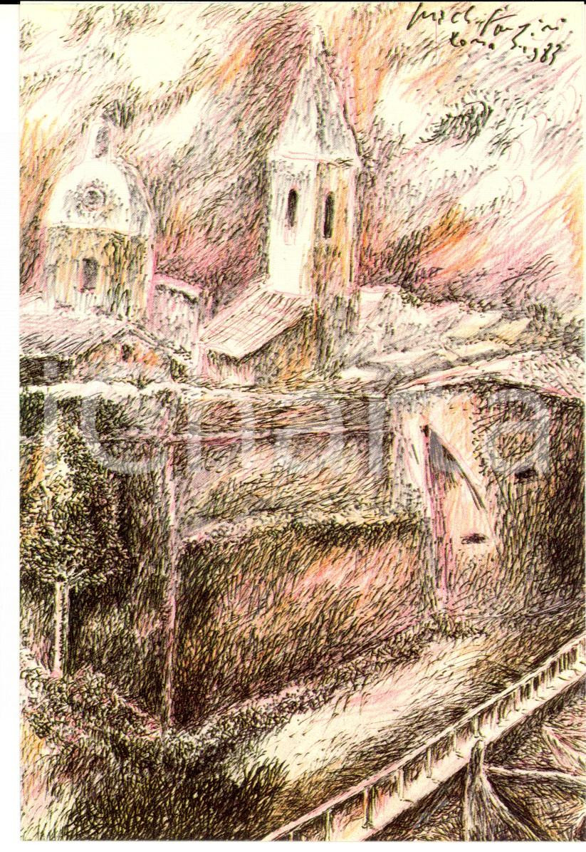 Cartolina originale da collezione 28/1983 Cartolina bozzetto Pericle FAZZINI Alghero Ed. numerata nÂ°0026 1