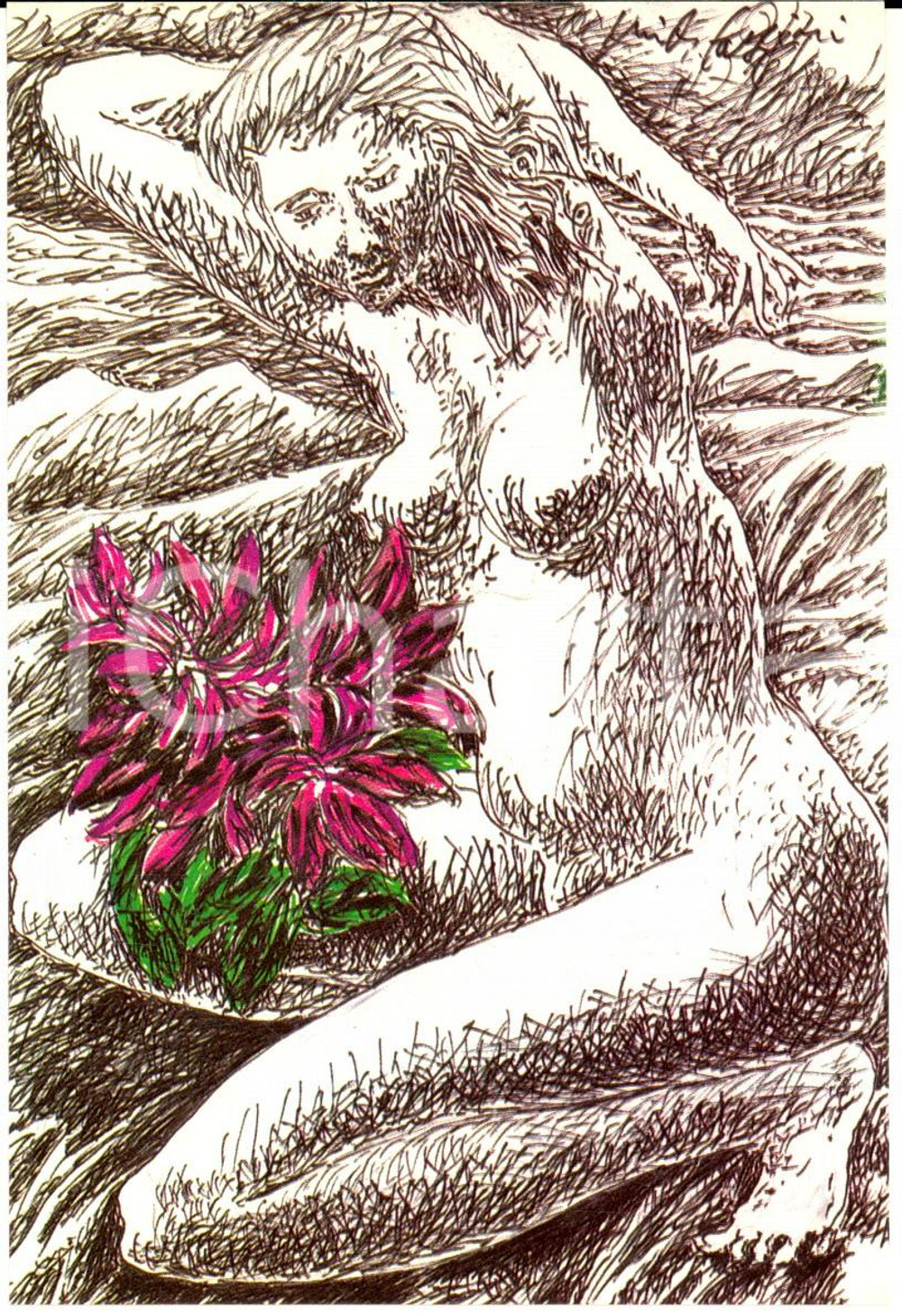 Cartolina originale da collezione 20/1983 Cartolina bozzetto Pericle FAZZINI Rododendro Edizione numerata nÂ°0026 1