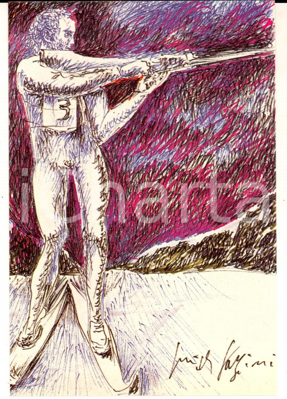 Cartolina originale da collezione 5/1983 Cartolina Pericle FAZZINI Mondiali di biathlon Edizione numerata n° 0026 1