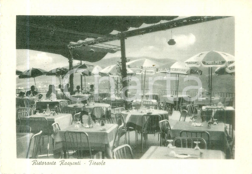 Cartolina originale da collezione 1955 ca FIESOLE FI Terrazza del Ristorante RASPANTI a BORGUNTO Cartolina FG NV 1