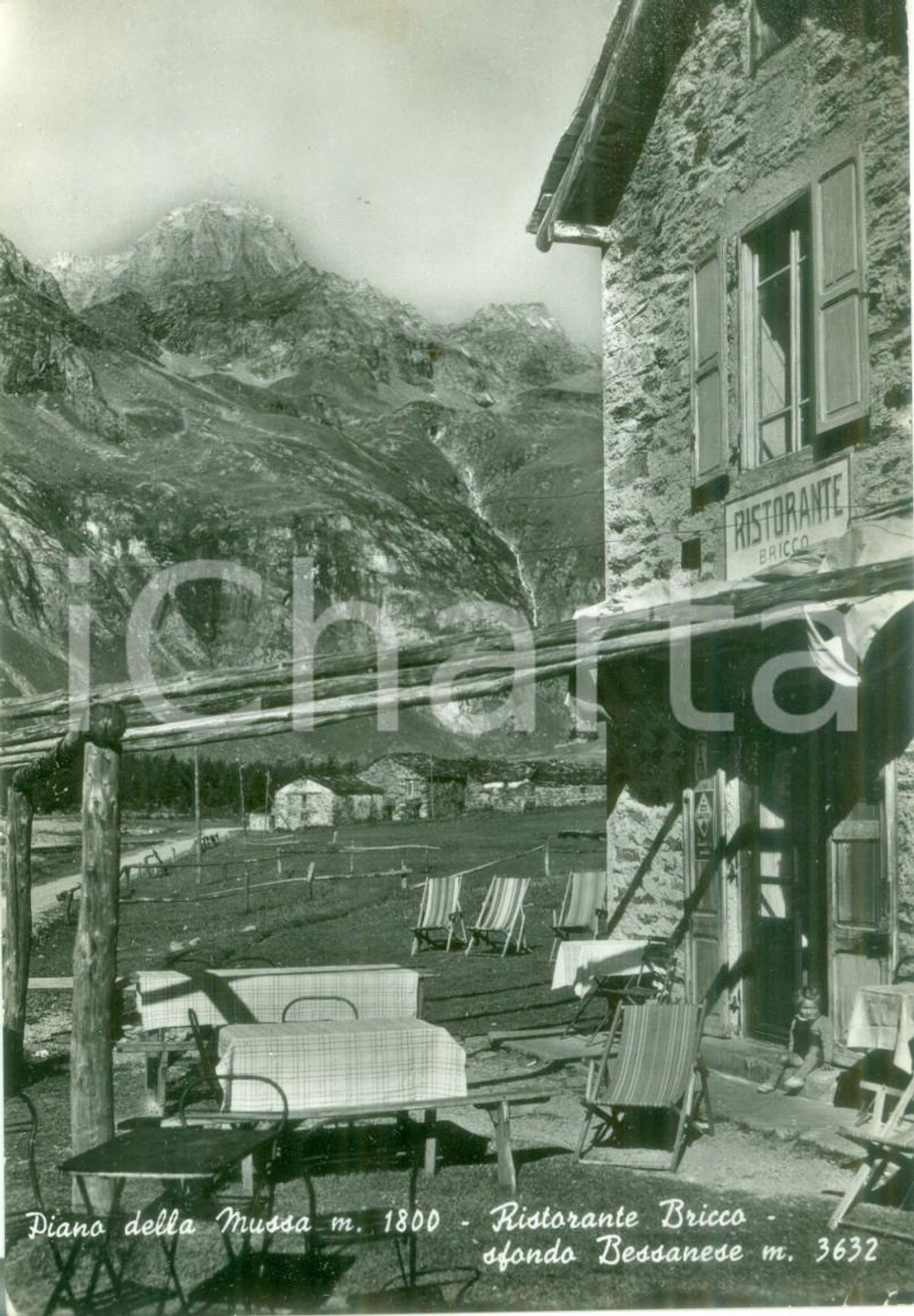 Cartolina originale da collezione 1953 PIAN DELLA MUSSA TO Ingresso Ristorante BRICCO Cartolina FG VG 1