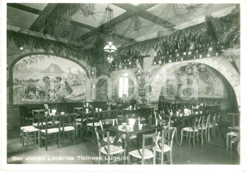 Cartolina originale da collezione 1965 ca LUGANO Salone Locanda Ticinese Bar NINO Cartolina FG NV 1