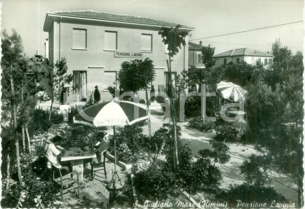 Cartolina originale da collezione 1957 RIMINI Pensione Lavinia a SAN GIULIANO MARE Cartolina FG VG 1