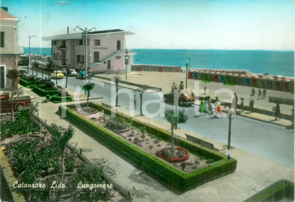 Cartolina originale da collezione 1962 CATANZARO LIDO A passeggio sul lungomare Cartolina VINTAGE FG VG 1