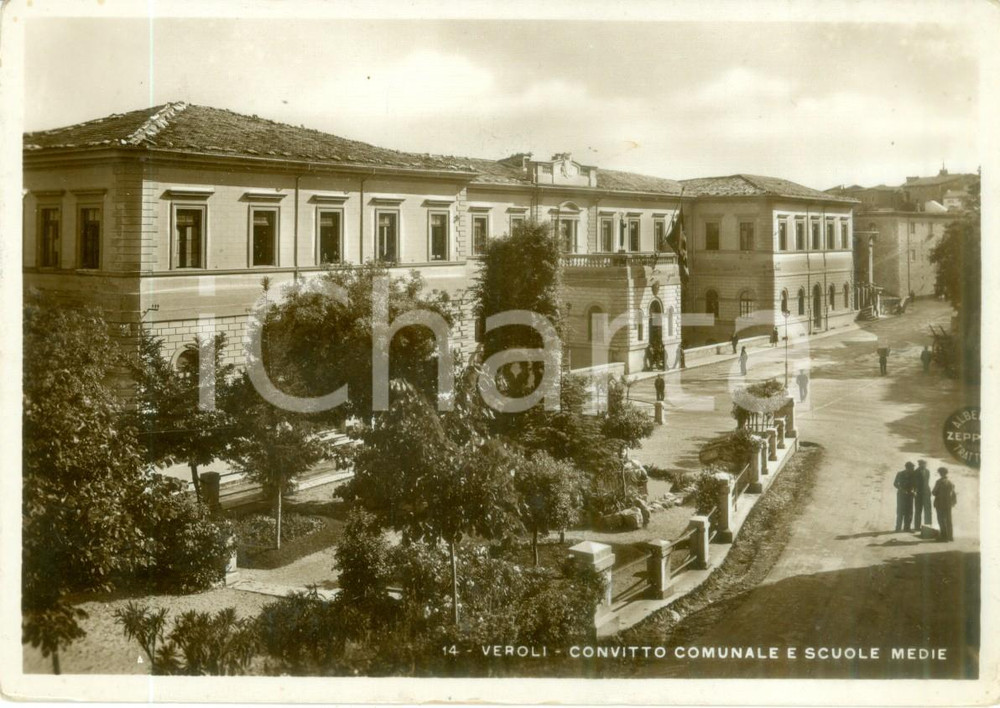 Cartolina originale da collezione 1937 VEROLI FR Convitto comunale e scuole medie Cartolina ANIMATA FP VG 1