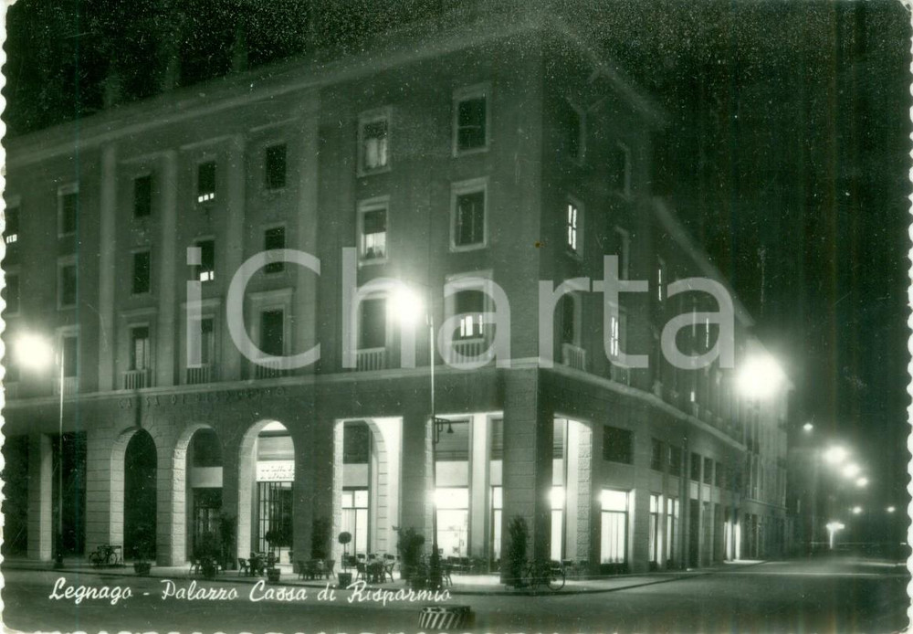 Cartolina originale da collezione 1956 LEGNAGO VR Palazzo Cassa di Risparmio Cartolina FG VG 1