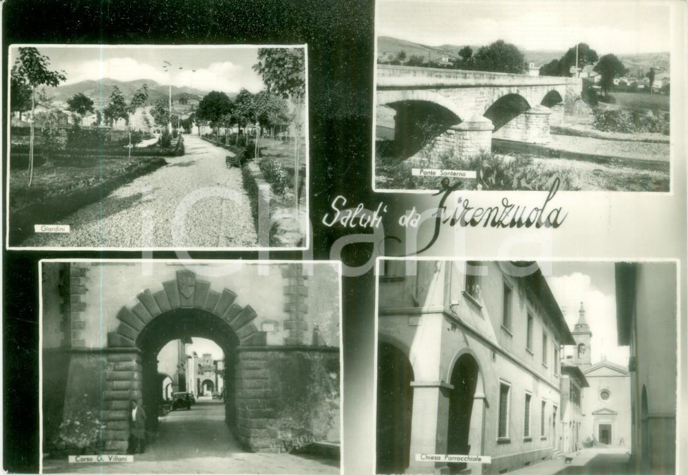Cartolina originale da collezione 1959 FIRENZUOLA FI Vedutine Ponte SANTERNO Chiesa parrocchiale Cartolina FG VG 1