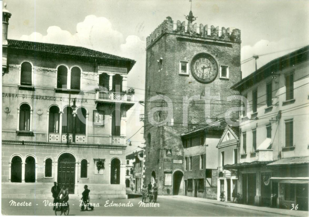Cartolina originale da collezione 1958 VENEZIA MESTRE Veduta di Piazza Edmondo MATTER Cartolina FG VG 1