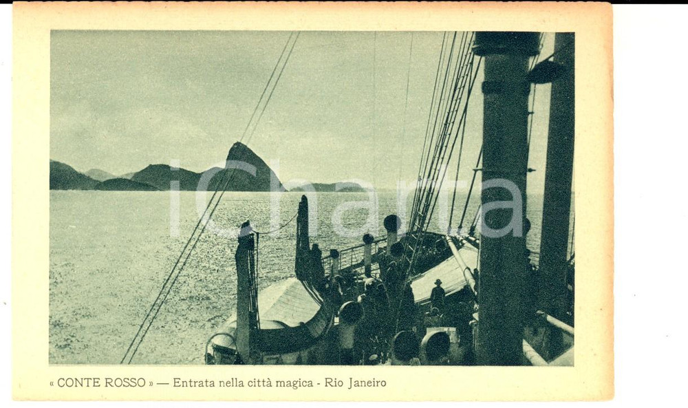 Cartolina originale da collezione 1910 ca LLOYD SABAUDO RIO DE JANEIRO Entrata del CONTE ROSSO Cartolina 1