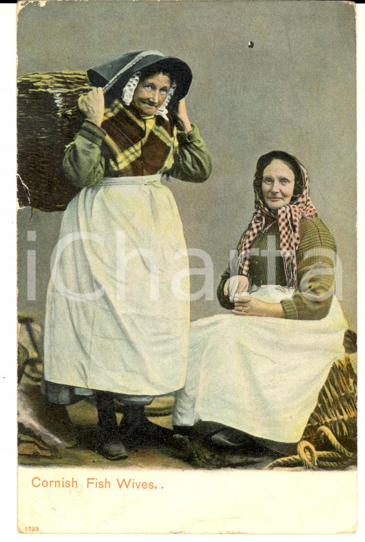 Cartolina originale da collezione 1905 CORNWALL UK Cornish fish wives VINTAGE postcard 1