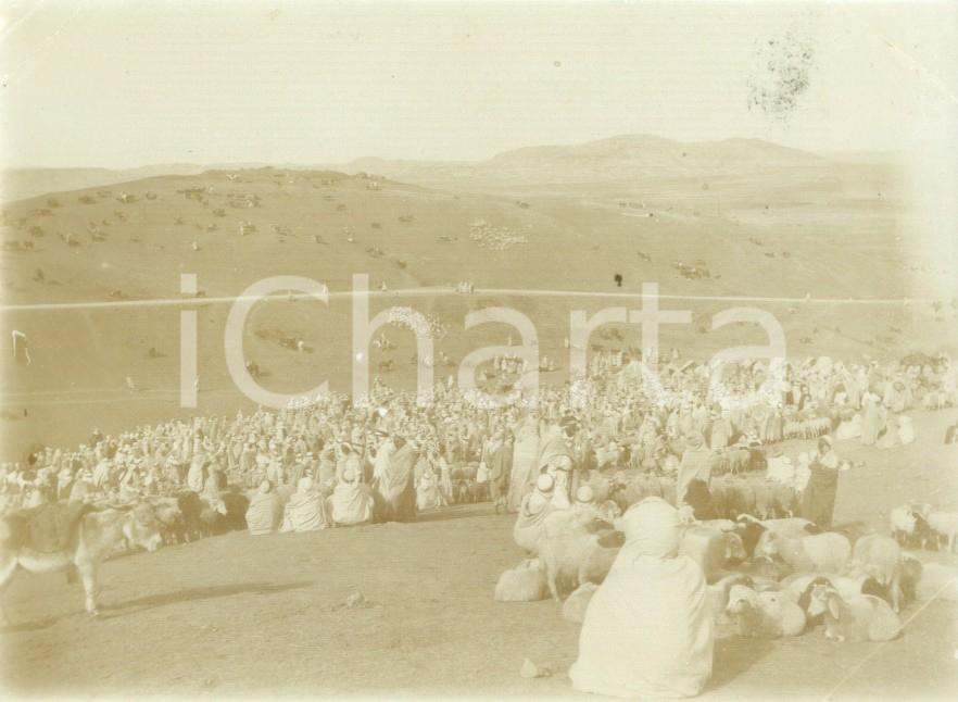 Fotografia d epoca originale 1892 KSAR EL BOUKHARI ALGERIA Il mercato indigeno Fotografia cm 11 x 8 1