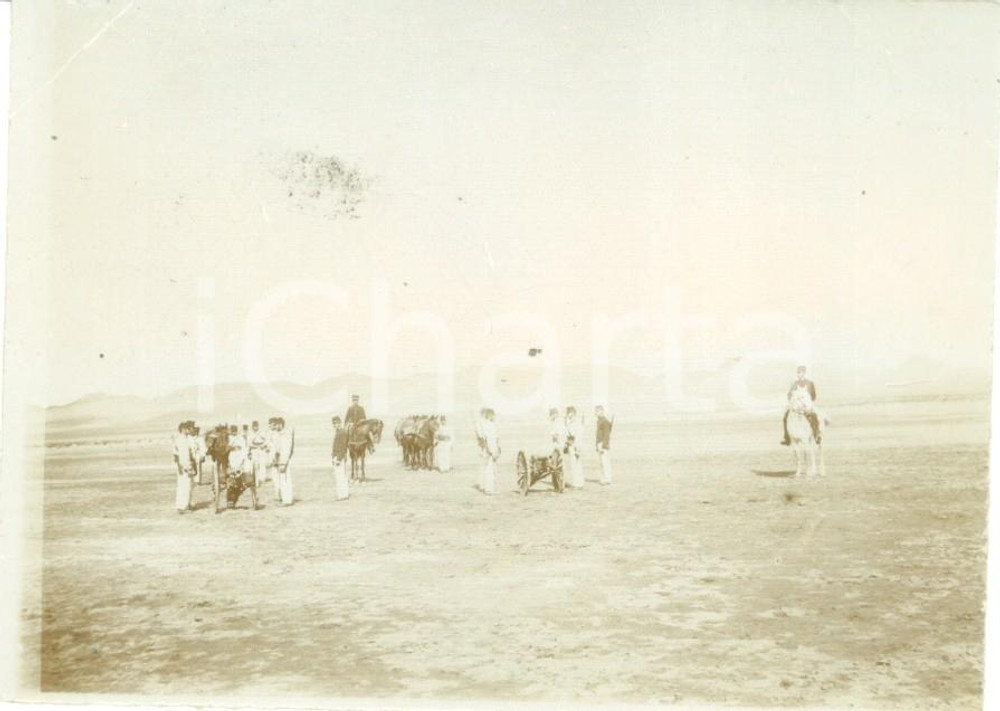 Fotografia d epoca originale 1894 ALGERIE 2Â° Bataillon d AFRIQUE manoeuvre du canon Fotografia cm 11 x 8 1