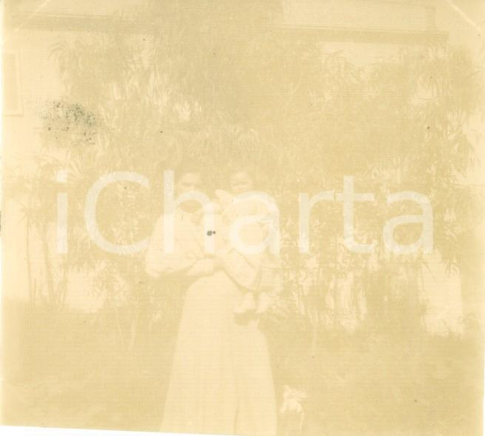 Fotografia d epoca originale 1892 MEDEA ALGERIE Moglie di ufficiale con piccola Rose CANTIN Foto cm 8 x 7 1