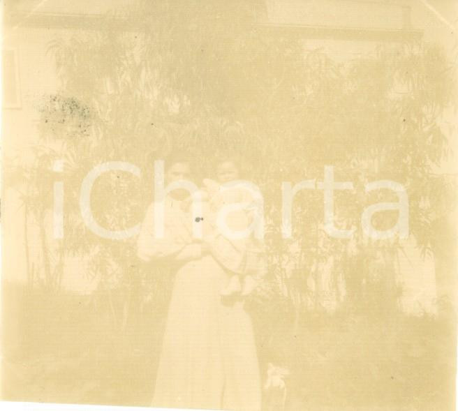 Fotografia d epoca originale 1892 MEDEA ALGERIE Moglie di ufficiale con piccola Rose CANTIN Foto cm 8 x 7 1