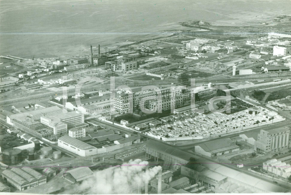 Fotografia d epoca originale 1950 ca CASABLANCA MAROCCO Veduta aerea della cittÃ  e del porto Fotografia 1