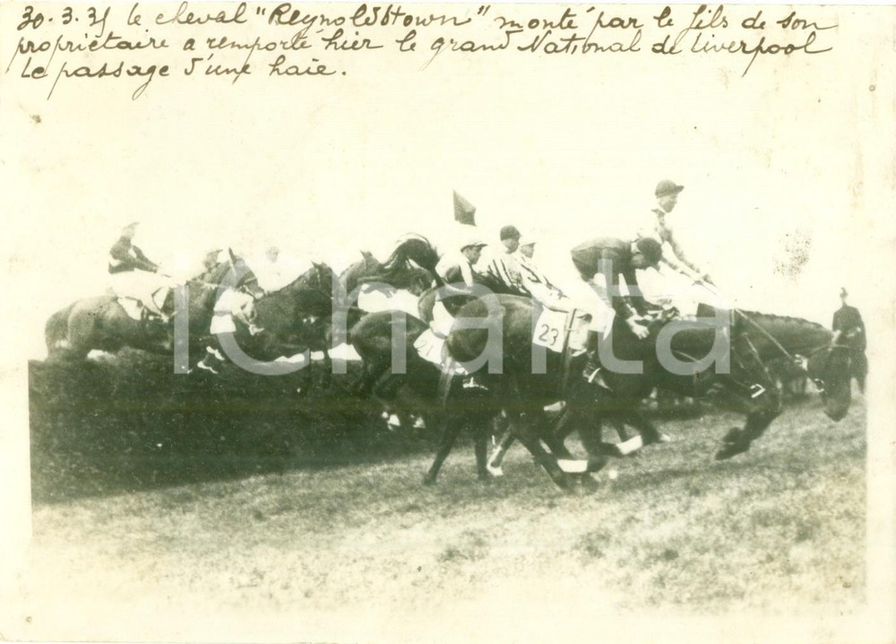 Fotografia d epoca originale 1935 LIVERPOOL UK Cavallo REYNOLDSTOWN vince il Grand National Fotografia 1