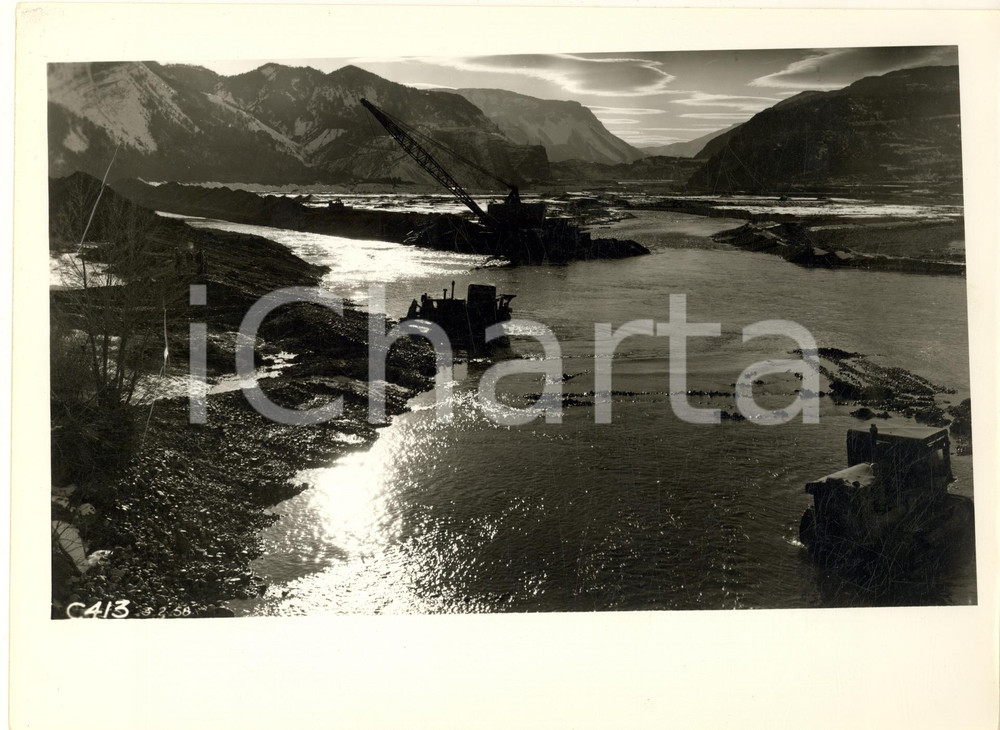 Fotografia d epoca originale 1955 ca FRANCE Diga di Serre Ponçon in costruzione  Foto artistica 24x18 cm 1
