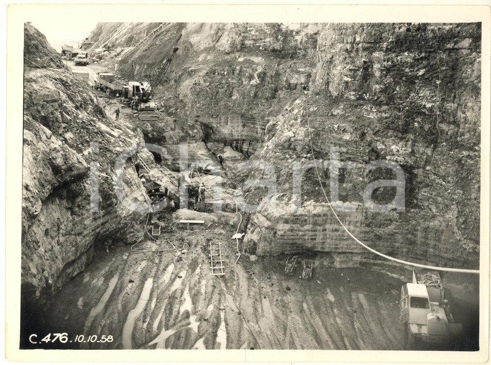 Fotografia d epoca originale 1958 FRANCE Diga di Serre Ponçon in costruzione  Lavori  Foto 24x17 cm 1