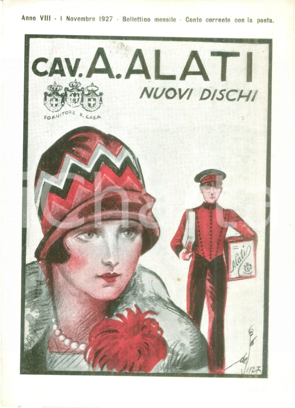Materiale pubblicitario d’epoca Novembre 1927 ROMA Ditta Cav. ALATI Nuovi dischi Listino mensile ILLUSTRATO 1