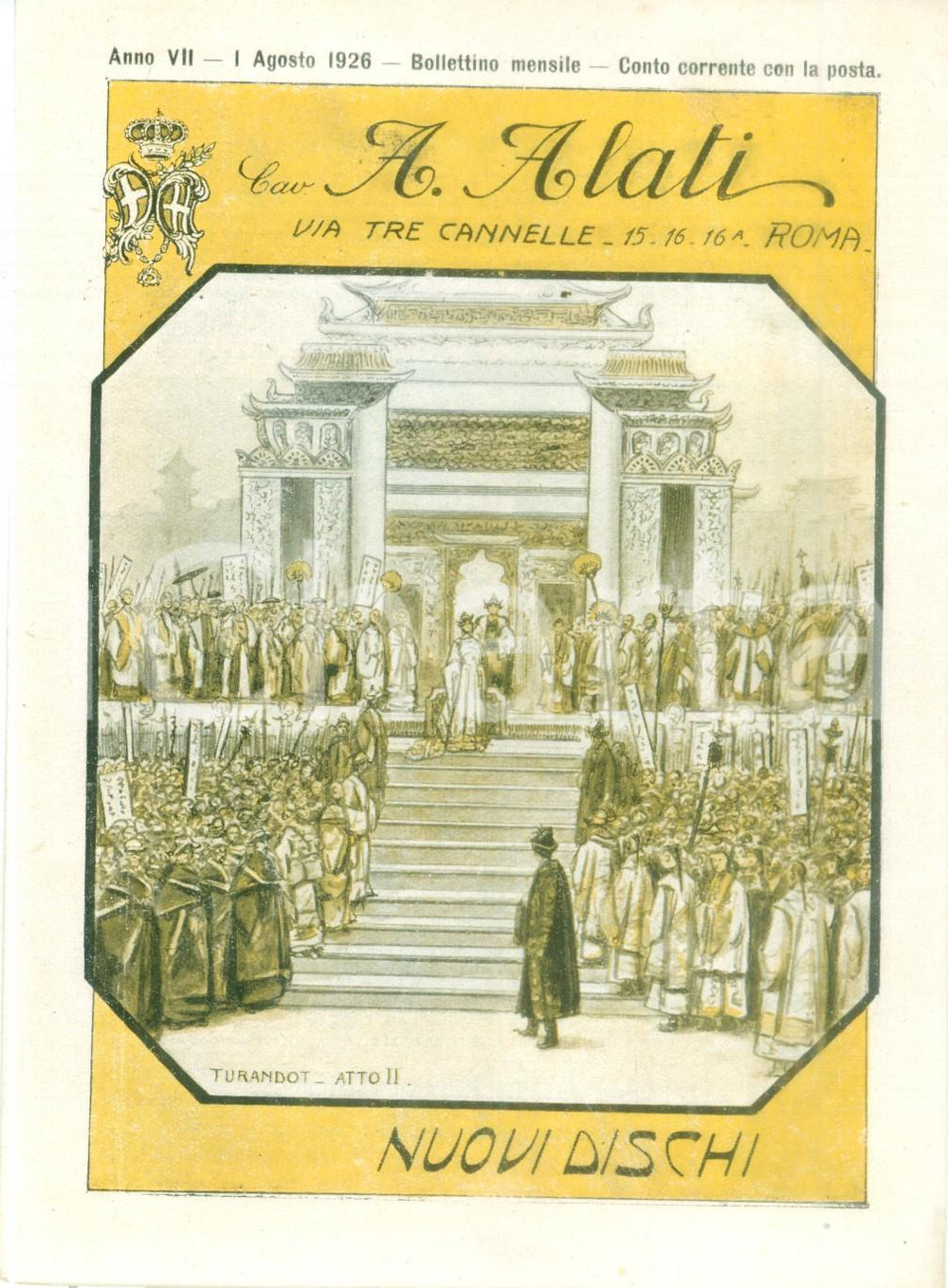 Materiale pubblicitario d’epoca Agosto 1926 ROMA Ditta Cav. ALATI Danze moderne Listino mensile ILLUSTRATO 1