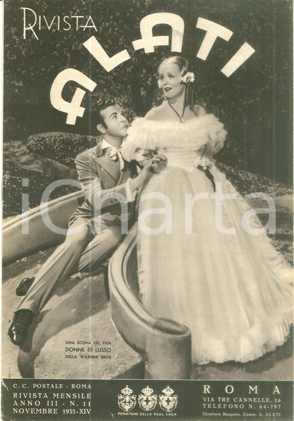 Giornale, rivista storica Novembre 1935 Rivista ALATI Donne di lusso Rivista musicale ILLUSTRATA 1