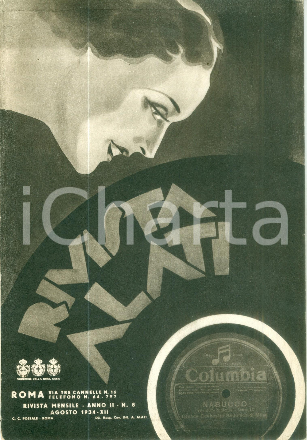 Giornale, rivista storica Agosto 1934 Rivista ALATI Beethoven e Schubert Rivista musicale ILLUSTRATA 1