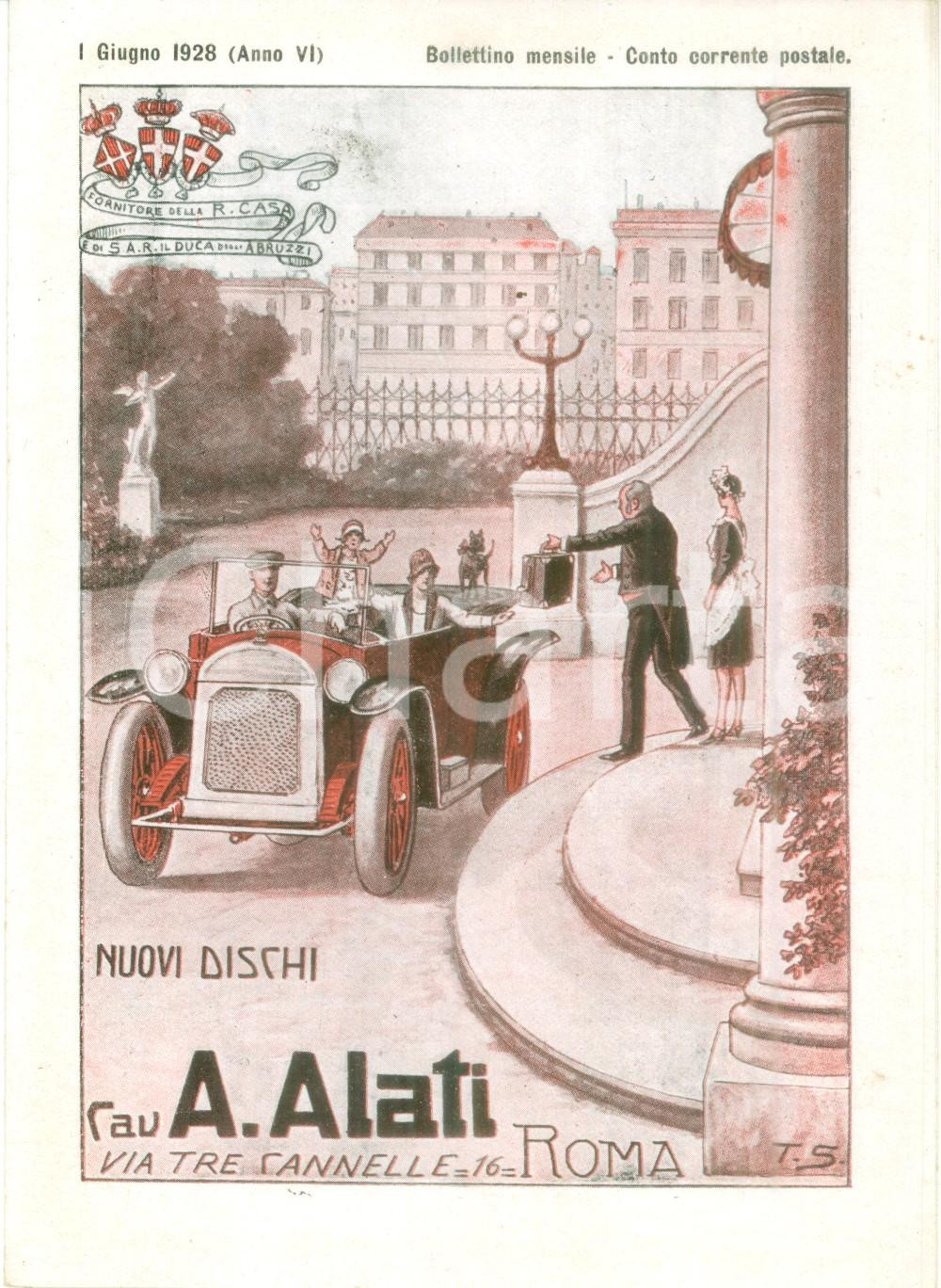 Materiale pubblicitario d’epoca Giugno 1928 ROMA Ditta Cav. ALATI Musica sinfonica Listino mensile ILLUSTRATO 1