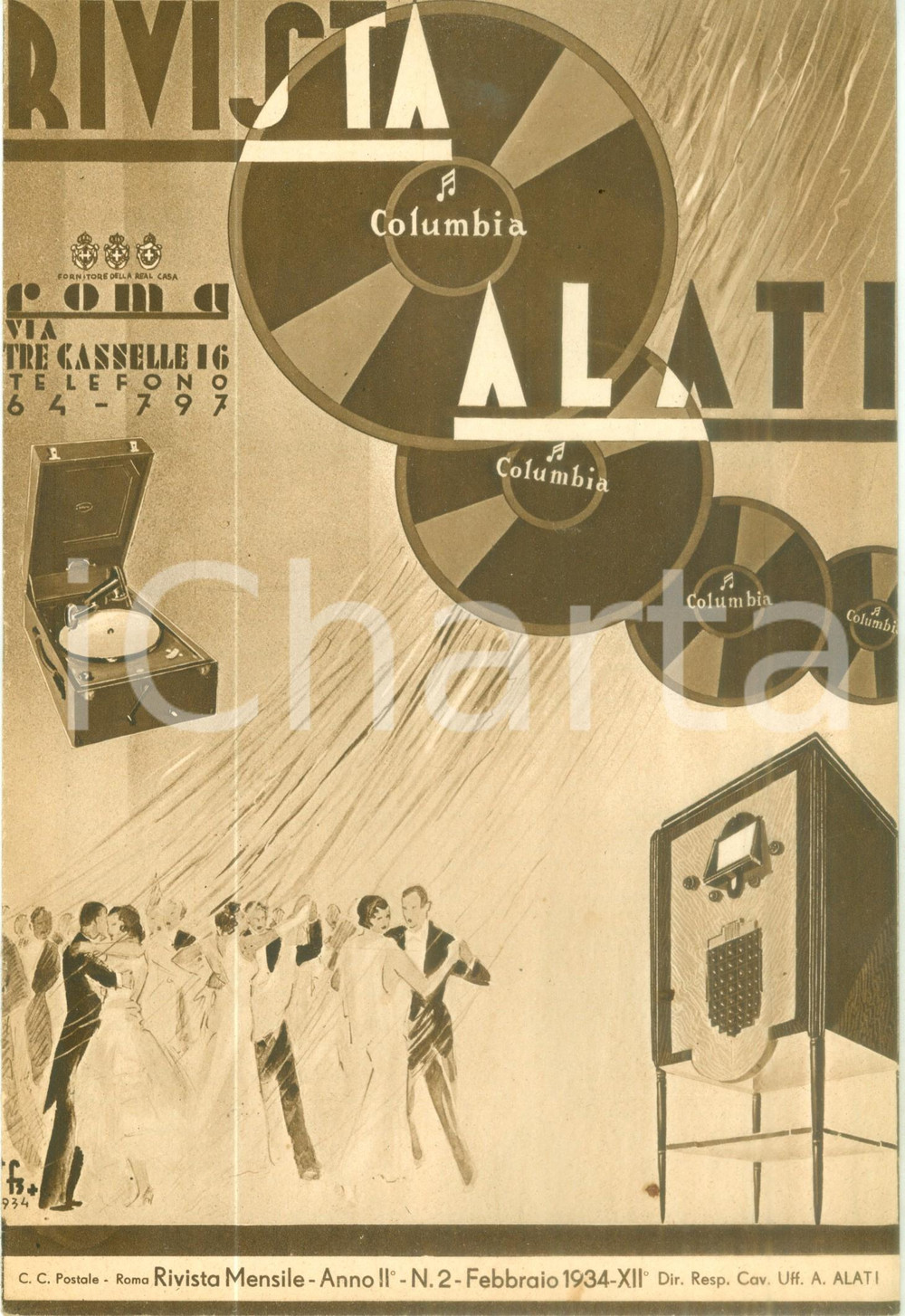 Giornale, rivista storica Febbraio 1934 Rivista ALATI Gemme lirica italiana Rivista musicale ILLUSTRATA 1