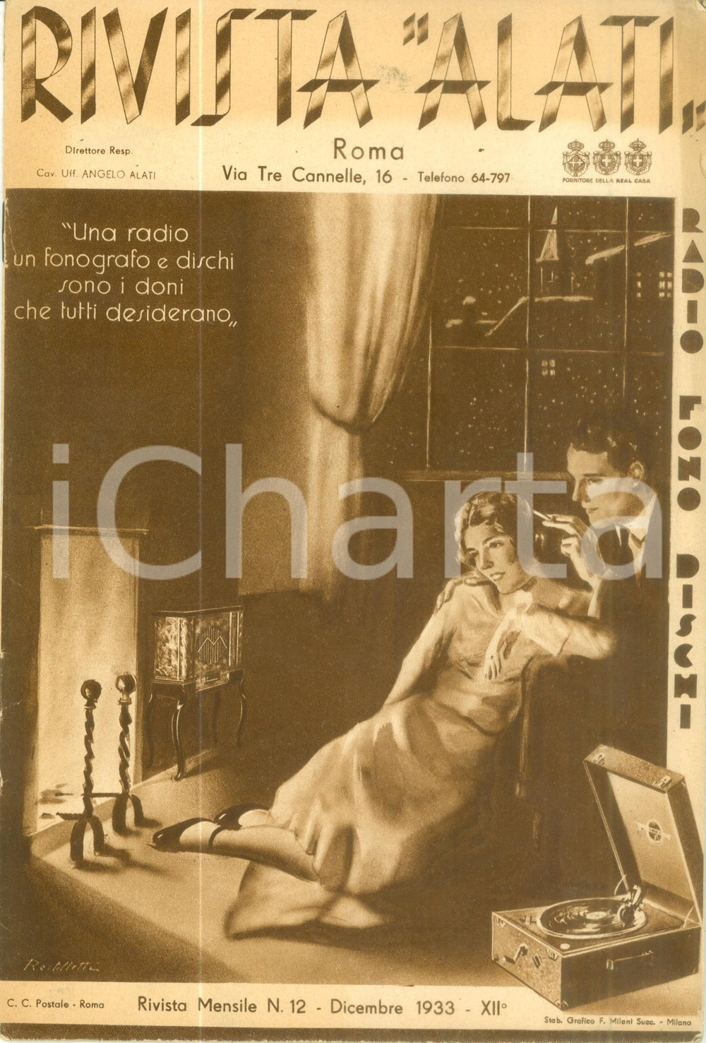 Giornale, rivista storica Dicembre 1933 Rivista ALATI Idee regalo per NATALE Rivista musicale ILLUSTRATA 1