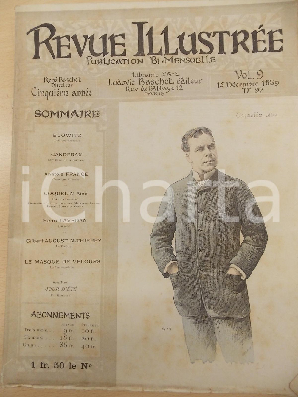 Giornale, rivista storica 1889 REVUE ILLUSTREE AinÃ© COQUELIN L art du comÃ©dien Revue vol. 9 nÂ° 97 1