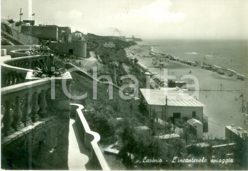 Cartolina originale da collezione 1957 ANZIO RM L incantevole spiaggia di LAVINIO Cartolina FG VG 1