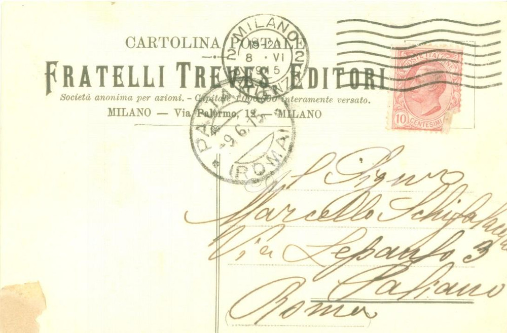 Cartolina originale da collezione 1915 MILANO Fratelli TREVES Editori Cartolina cedola editoriale FP VG 1