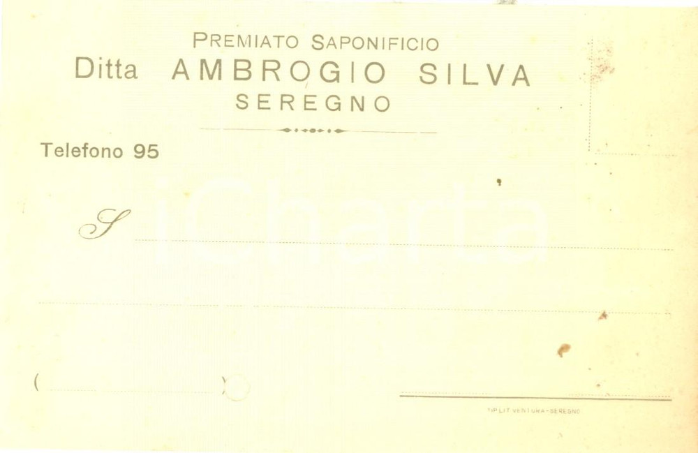 Cartolina originale da collezione 1926 SEREGNO MB Ditta Ambrogio SILVA Premiato saponificio Cartolina FP 1