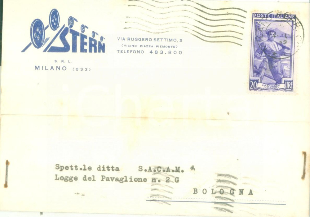 Cartolina originale da collezione 1952 MILANO Fabbrica di bottoni STERN Cartolina commerciale FG VG 1