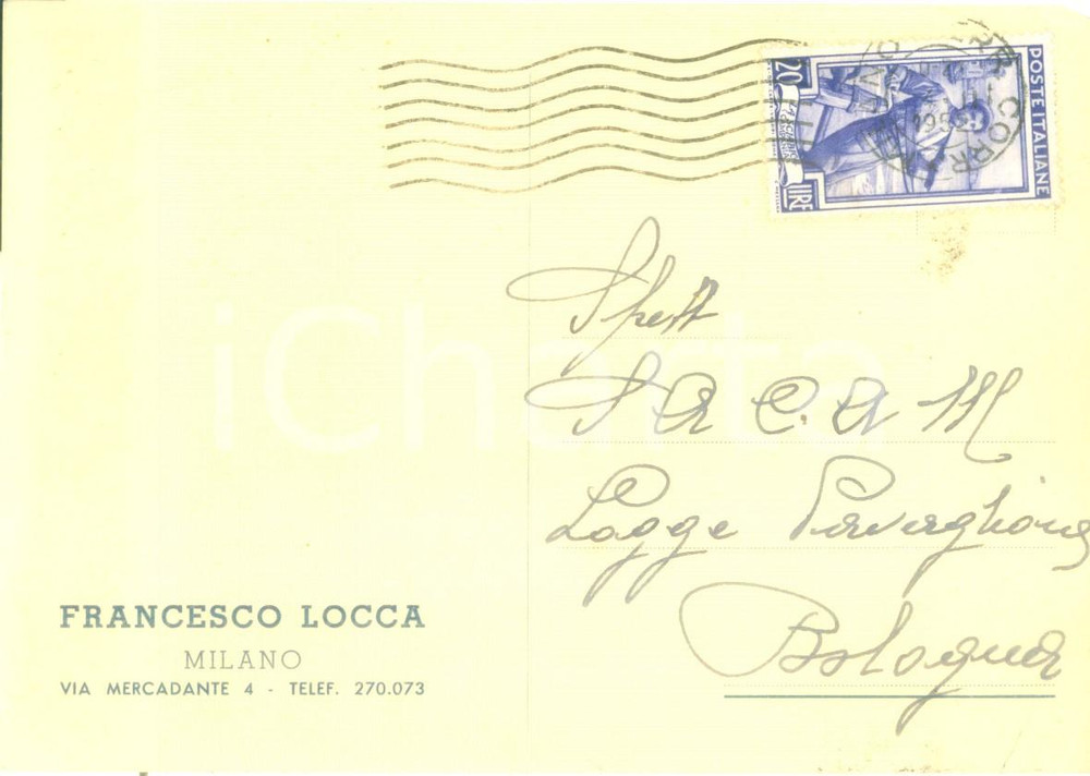 Cartolina originale da collezione 1952 MILANO Francesco LOCCA riceve un saldo Cartolina FG VG 1