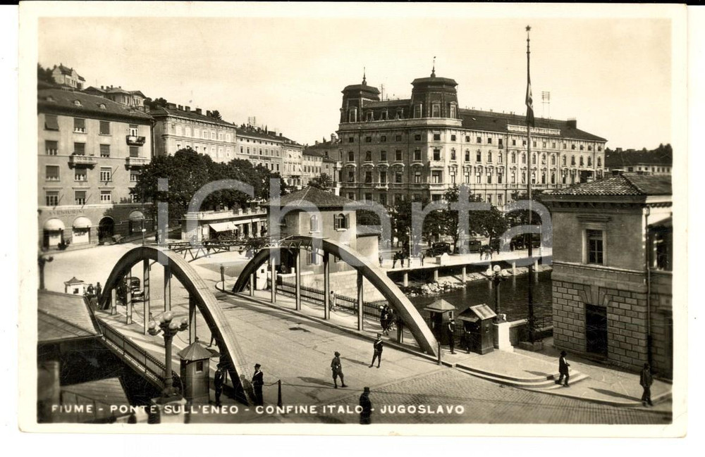 Cartolina originale da collezione 1936 FIUME ISTRIA, CORAZIA Ponte sull ENEO Confine italojugoslavo Cartolina 1