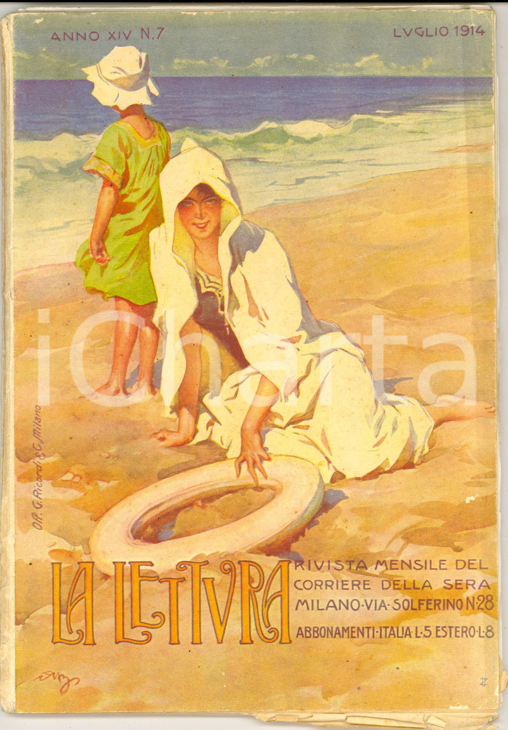 1914 LA LETTURA Infanzia VITTORIO EMANUELE II *Rivista DANNEGGIATA Anno XIV n° 7