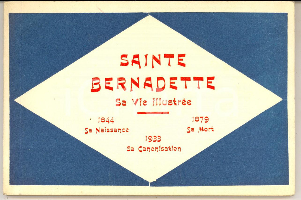 Cartolina originale da collezione 1935 ca SAINTE BERNADETTE Sa vie illustrée Album 15 cartoline ed. ROGE 1