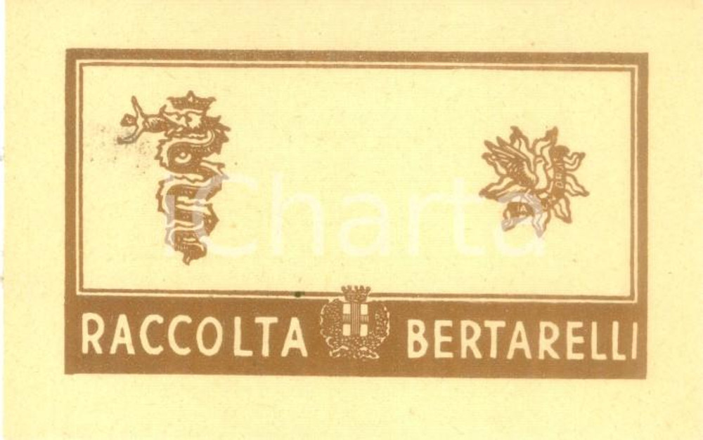 Oggetto da collezione cartaceo 1960 ca MILANO Raccolta BERTARELLI Ex Libris illustrato cm 9 x 6 1