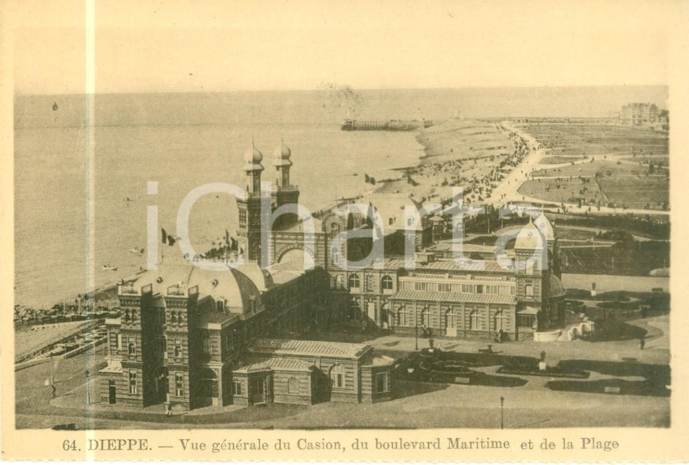 Cartolina originale da collezione 1935 ca DIEPPE FRANCE Vue générale du CASINO Boulevard maritime Cartolina FP 1