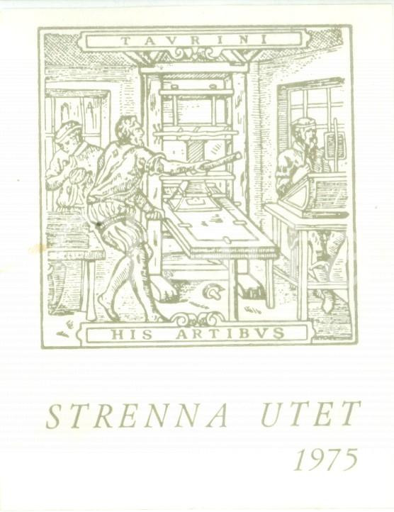 Oggetto da collezione cartaceo 1975 TORINO Strenna UTET Ex Libris His Artibus cm 7 x 9 1