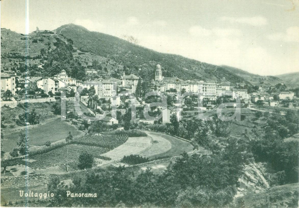 Cartolina originale da collezione 1957 VOLTAGGIO AL Panorama del paese e dei campi Cartolina FG VG 1
