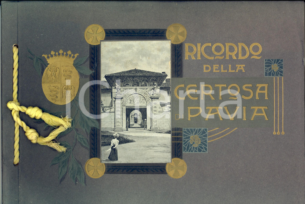 Libro, pubblicazione d epoca 1910 ca Ricordo della CERTOSA DI PAVIA  Album ILLUSTRATO 30 tavole RARO 32x23 1