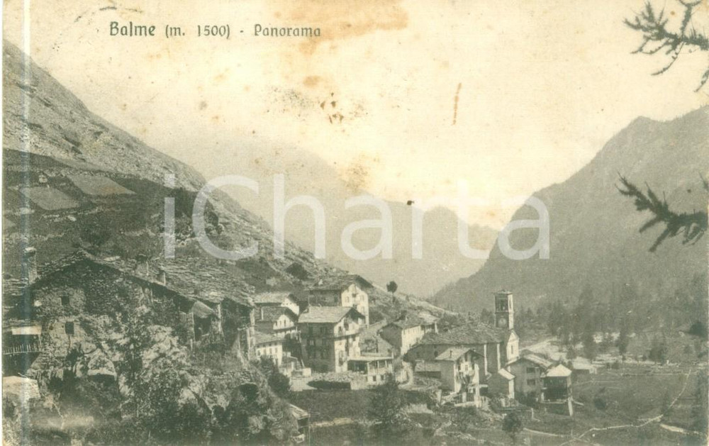 Cartolina originale da collezione 1924 BALME TO Panorama del paese Cartolina postale DANNEGGIATA FP VG 1