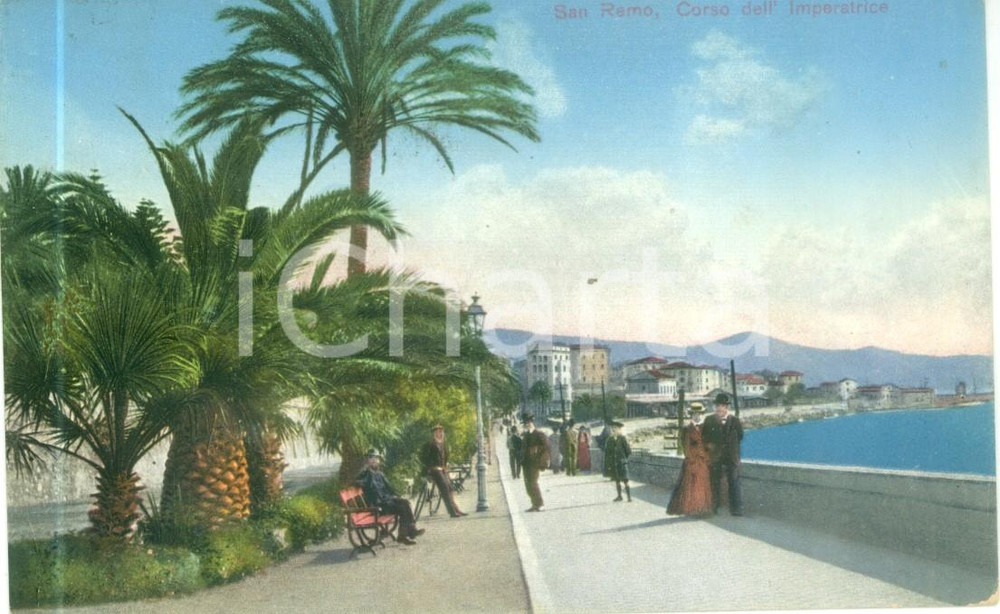 Cartolina originale da collezione 1912 SANREMO IM Corso dell Imperatrice Cartolina postale ANIMATA FP VH 1