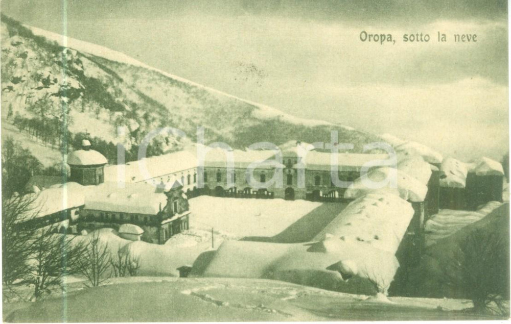 Cartolina originale da collezione 1935 ca OROPA BI Il Santuario sotto la neve Cartolina postale FP NV 1
