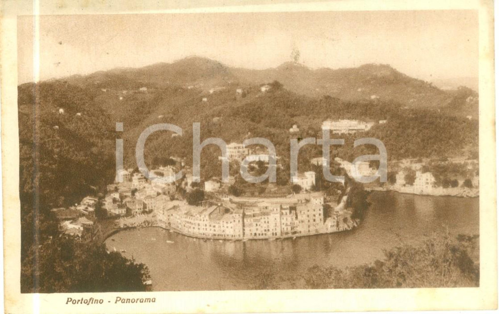 Cartolina originale da collezione 1929 PORTOFINO GE Panorama del paese e golfo Cartolina FP VG 1